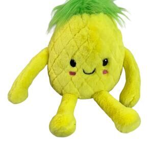 2 Scoops Yellow Bushy Green Hair Soft Pineapple Plush 17" Collectible 27" DIA